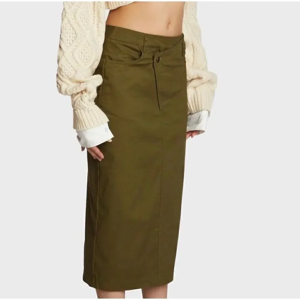 Olive twill skirt